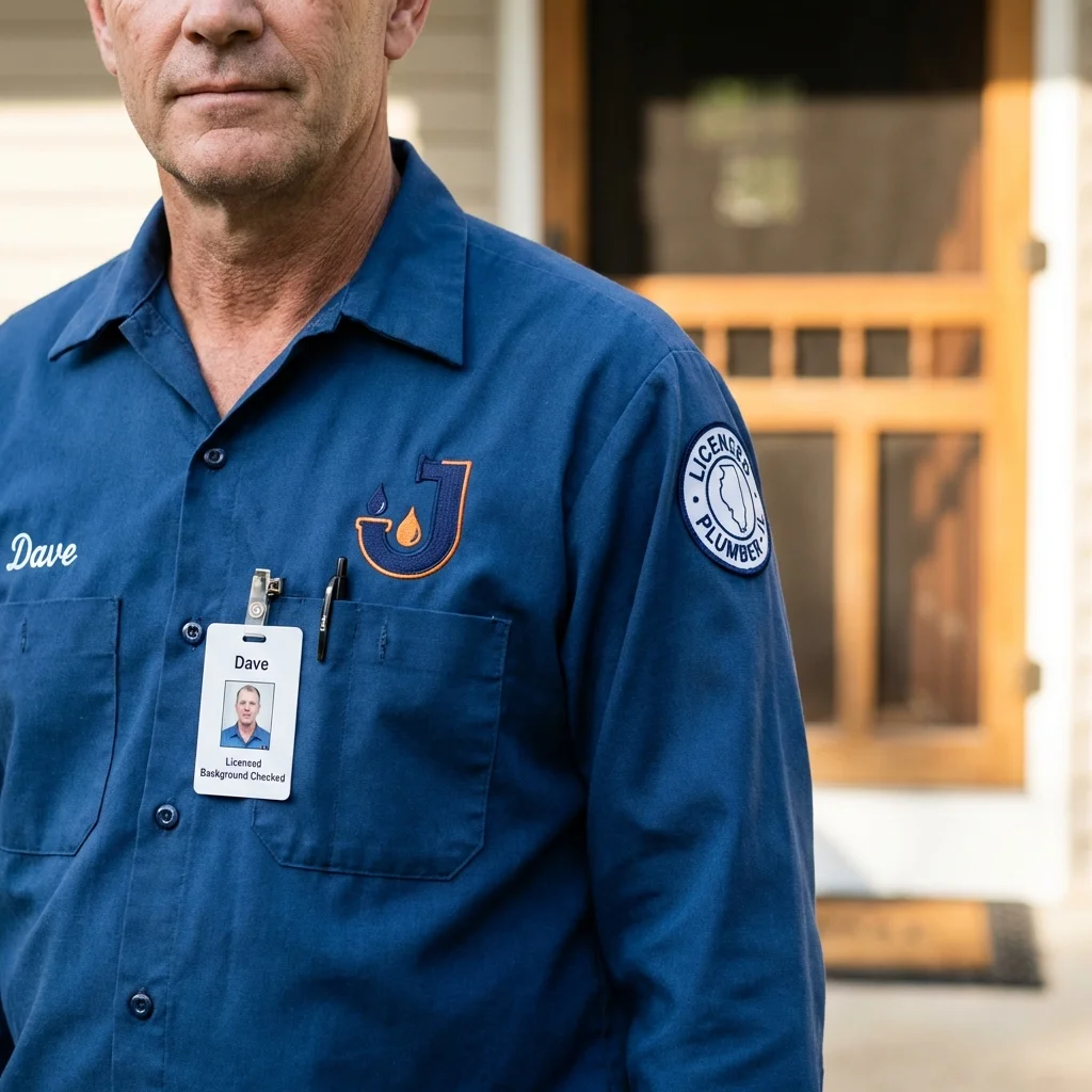 Licensed plumber showing ID badge in Shelter Island, NY
