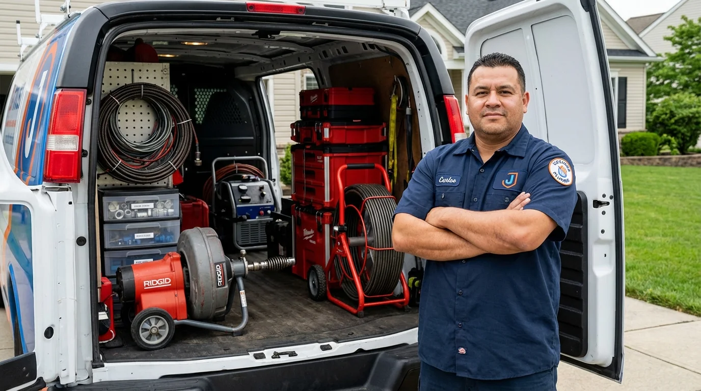 Professional drain cleaning equipment and Johns Plumbing LLC plumber in Shelter Island