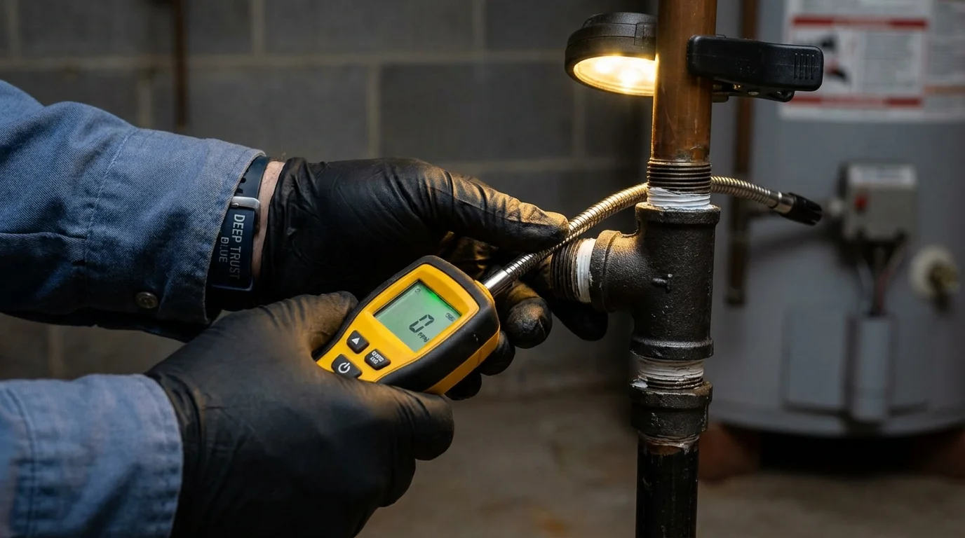 Gas leak detection with electronic sniffer by Johns Plumbing LLC in Shelter Island