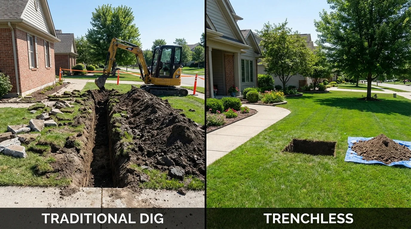 Trenchless sewer repair with minimal yard damage versus traditional excavation in Shelter Island, NY